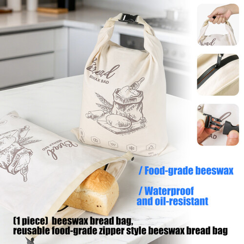 Wiederverwendbare Bio-Brot-Aufbewahrungstasche mit- Beige 2