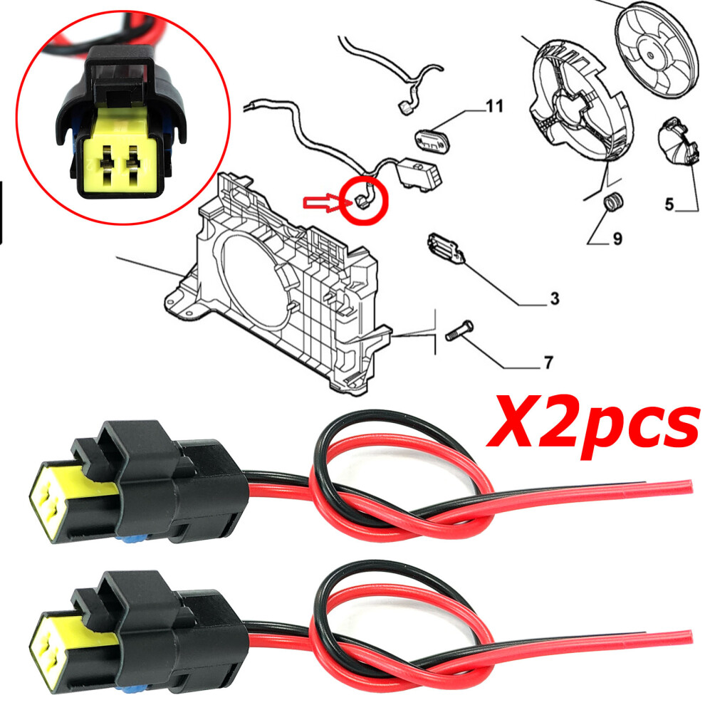 2X For Fiat 500 500C 500L 500X Albea Bravo Croma Doblo Egea Fiorino Coolant Temperature Sensor Connector Plug Harness Prewired 6935161479171