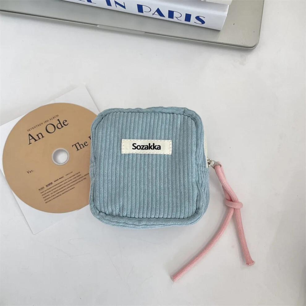 Light/Blue/Grey ( Grey) Kawaii Mini Makeup Handbags Wallet Coin Purse Ins Travel Makeup Lipstick Sanitary Napkins Pouch With Zipper Closure Storage Bag