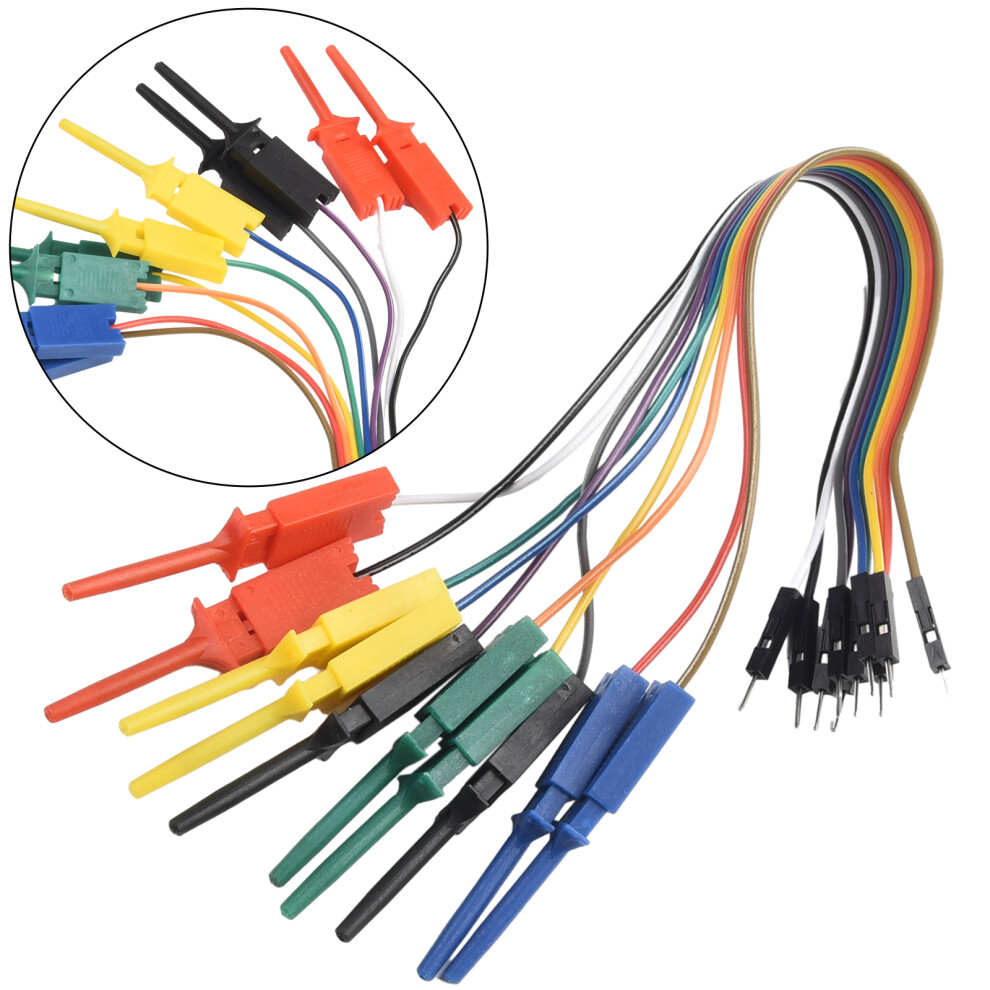 1Pc 20Cm Length 10Pin Logic Analyzer Cable Test Lead Hook Cable Clamp 5 Color Probe Testing Electrical Equipment High Efficiency 6935161461916