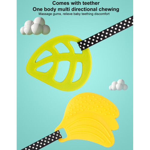 Foldable Baby Mirror Book Toy with Teether Pendant, Cotton Cloth Infant Visual Training 2