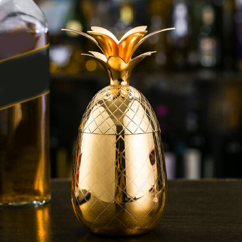 Cocktail-Shaker in Ananasform, Edelstahl, polierte