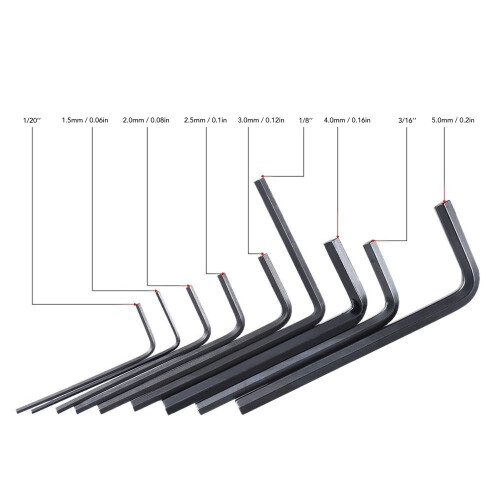 Guitar Adjustment Tools 9Pcs Metal Hex Wrenches Flat End for String & Fret Work 2