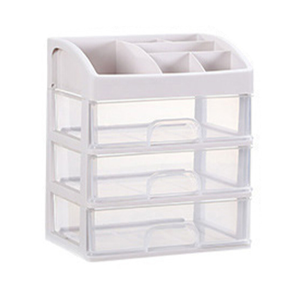Clear Plastic 3-Drawer Desktop Organizer, 23.3X17x26.8cm, White 9491377261445