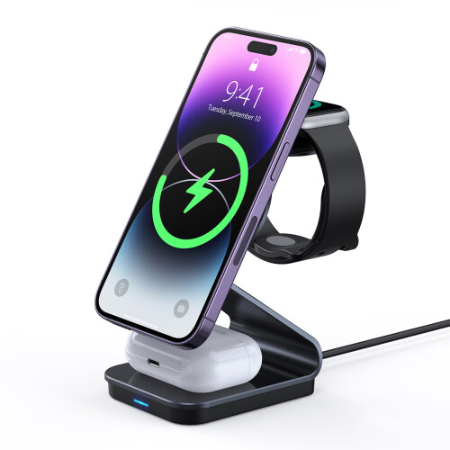 Έξυπνη ασύρματη φόρτιση Oasis, φορτιστής 3 σε 1 για iPhone, Apple Watch, AirPods, γρήγορη 1