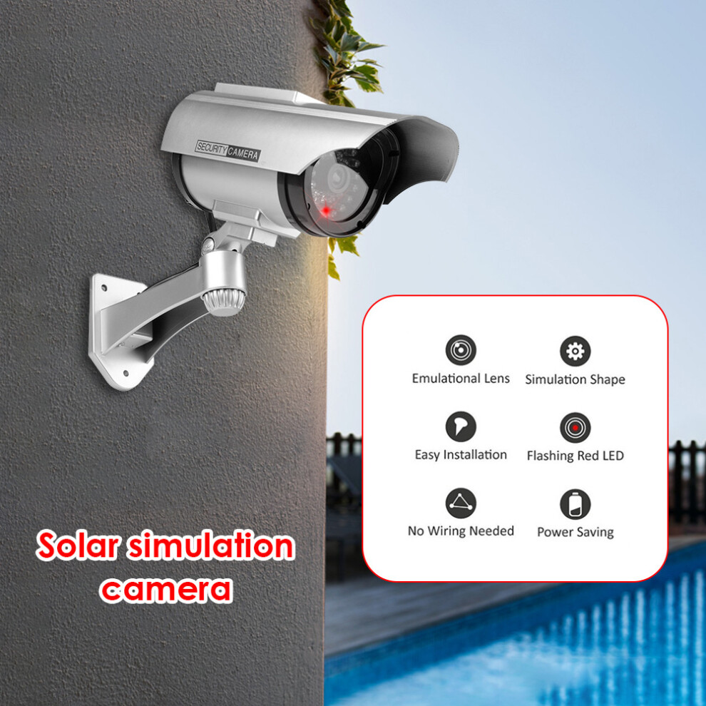 Solar-Powered Security Camera, Realistic Appearance Fake Surveillance System With Adjustable Mounting Bracket For Easy Install, No Wiring Required 9169997117151
