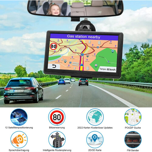 Έξυπνος πλοηγός GPS για αυτοκίνητα και φορτηγά, οθόνη αφής 7 ιντσών με χάρτες 2D και 1