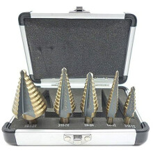 Stufenbohrer-Set mit Titanbeschichtung, 5-teilig, aus Hochgeschwindigkeitsstahl für breite Materialkompatibilität, Kern aus Kobaltlegierungsstahl