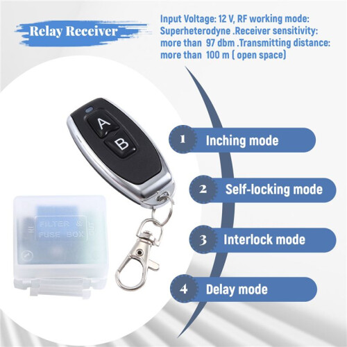 12V Single Channel Relay Module Universal Wireless  RF Relay Receiver + 2 CH Remote Controller 1