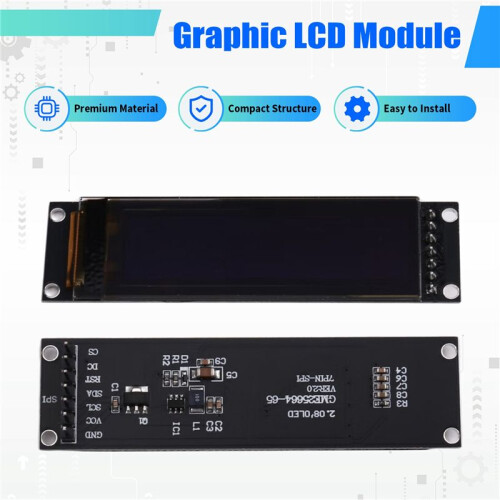 Real OLED Display 2.08 Inch 256x64 Graphic LCD Module White Display Screen LCM Screen SH1122 Controller Support SPI 1