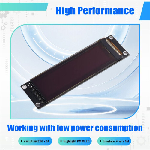 Real OLED Display 2.08 Inch 256x64 Graphic LCD Module White Display Screen LCM Screen SH1122 Controller Support SPI 2