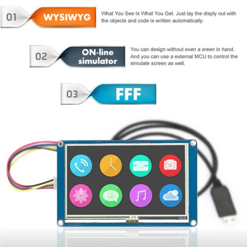 HMI LCD Touch Display NX4832T035 3.5-Inch Human-Machine Interface HMI Resistive Display Enhanced Series 2