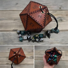 PU-Leder-D20-WüRfeltasche, Polyedrische WüRfeltasche, Tragbare Tasche mit Kordelzug für RPG, Spiel, DND-WüRfeltasche,