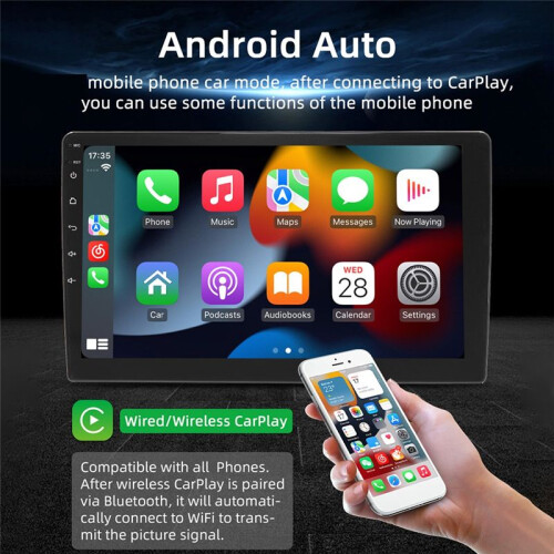 Car 10.1 Inch  Portable Screen GPS Navigation Display Wireless Carplay Android Auto MP5 Player 2+64G