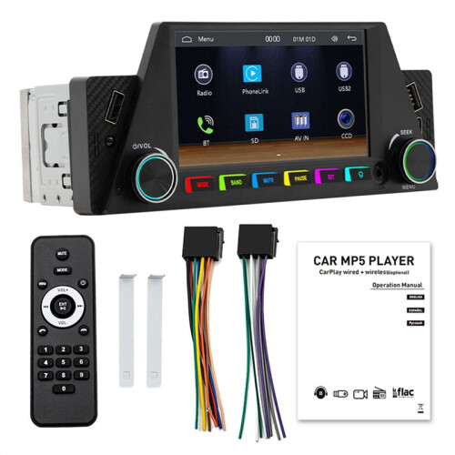 Car 1DIN 4.7Inch  Portable Screen GPS Navigation Display Wireless Carplay Android Auto MP5 Player
