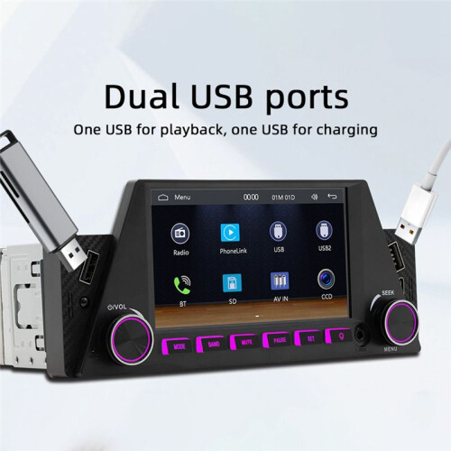 Car 1DIN 4.7Inch  Portable Screen GPS Navigation Display Wireless Carplay Android Auto MP5 Player 2
