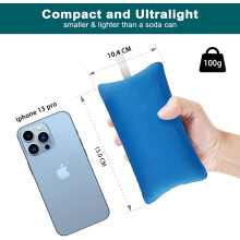 Almohada de lujo compacta, almohada inflable ultraligera de tela suave para acampar, soporte ergonómico para el cuello para aventuras al aire libre,