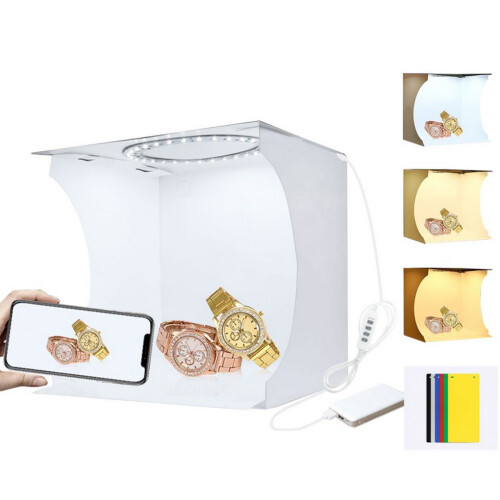 Folding Photo Studio, Portable Design for Easy Travel, Multi-angle Shooting Capabilities, Includes White Light, Warm Light, and Soft Light Options