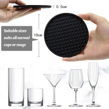 Silicone Coasters for Drinks, Non-Slip Design Silicone Table Protection Mat Set, Heat Resistant Drink Coasters with Holder for Wood Stone Tables,