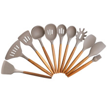 Aprimore suas habilidades culinárias: utensílios resistentes ao calor, silicone flexível e durável com cabo de madeira, design ergonômico para