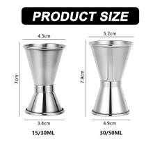 Vasos medidores de acero inoxidable de doble cabezal para bartenders, accesorios de bar, bordes lisos, fácil de limpiar, complemento versátil para