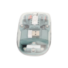 Souris Bluetooth sans fil, 1600 DPI, coque transparente, lumière colorée
