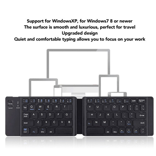Slim Foldable Bluetooth Keyboard for Windows & Phone, Black, 120mAh 2