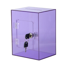 Pot d'épargne en acrylique épais, Cube transparent, avec-Violet