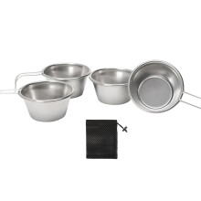 Draagbare 304 roestvrijstalen campingbeker met opgerolde-4PC-set