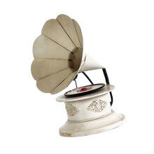 Klassieke vintage grammofoon metalen sculptuur thuiskantoor-Wit