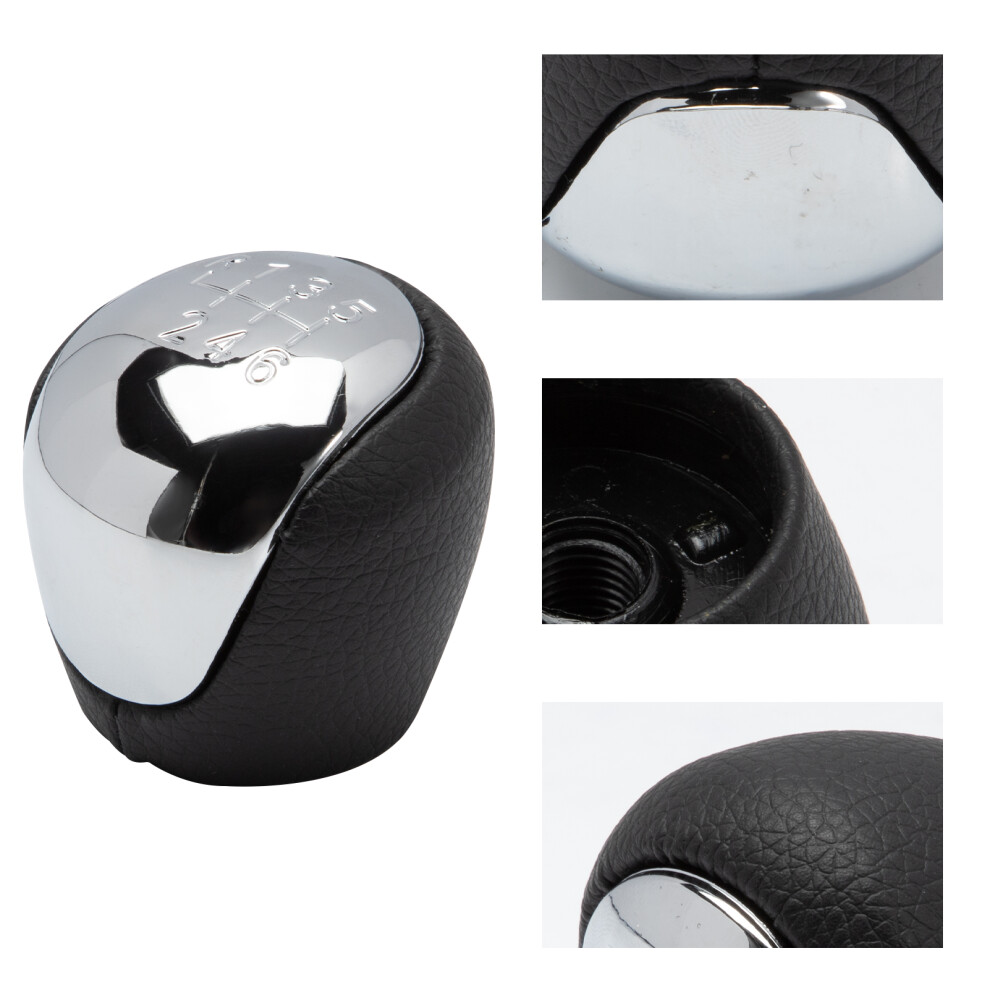 Chrome 6 Speed Gear Stick Shift Shifter Knob Handball 10Mm Thread With Pu Leather For Hyundai I30 Ix35 6935161420982