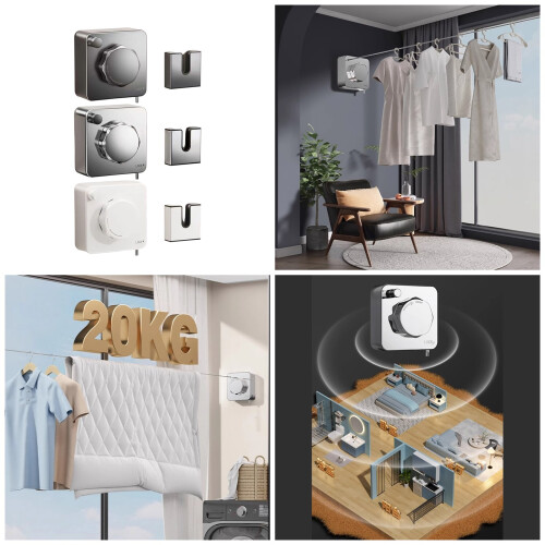 Retractable Metal Laundry Line Stainless Steel-White 2