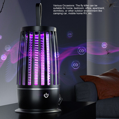 USB Insect Killer Shock Trap Indoor Outdoor LED Fly Bug Bug Zapper Black 2