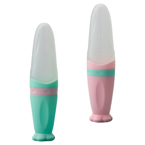 2Stk Silikon Babybrei Flasche Mit , Sicher, , Bunt