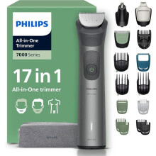 Recortadora todo en uno - PHILIPS - Multigroom serie 7000 - 17 accesorios - Cuchillas autoafiladas - 120 min de autonomía