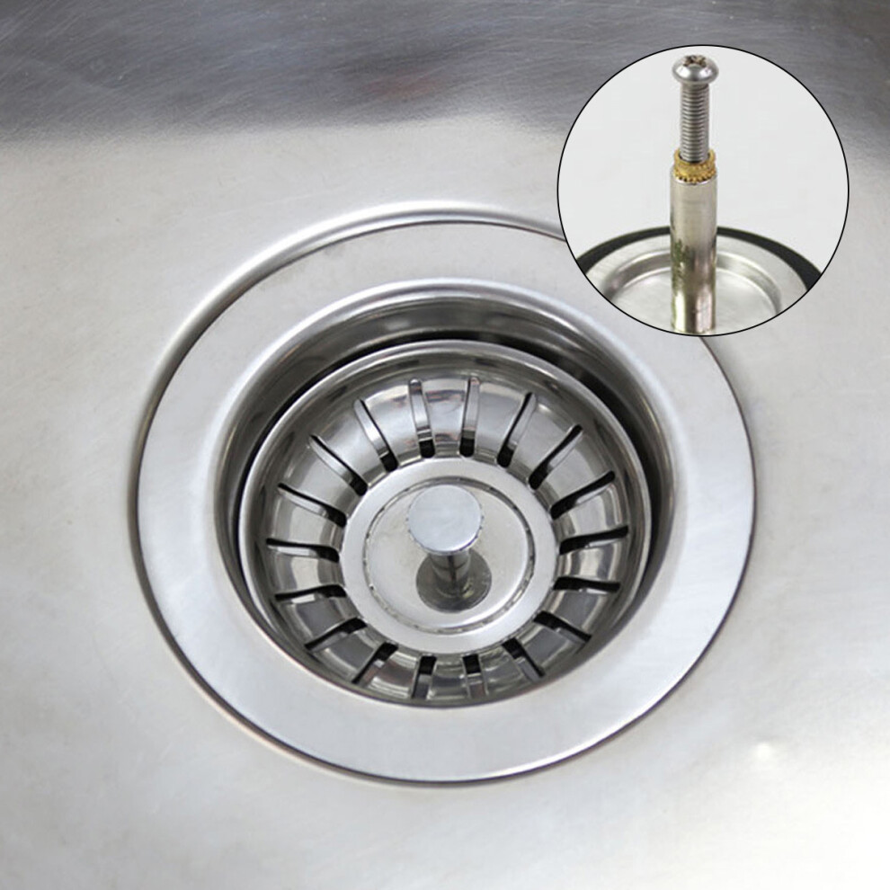 Premium Grade Stainless Steel Kitchen Sink Strainer, Adjustable Height Sink Stopper Filter For Food Debris Catching, Fits All Drains With Brass Lock 9169997125736