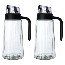 Dispenser per olio d'oliva con beccuccio antigoccia in acciaio inox, scala graduata trasparente per misurazioni precise, coperchio a scatto a