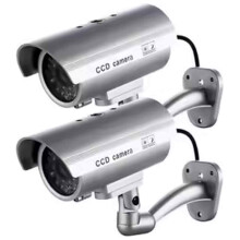 Solar-Powered Dummy Cam, Realistic Appearance With Flashing Red Led Light, For Indoor Outdoor Use, Features Warning Stickers & Easy Installation,