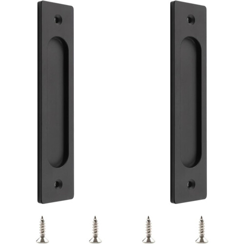 Flush Pull Handle For Cabinets Wardrobes, Smooth Surfaces Invisible Design Solid Carbon Steel, Easy Install Heavy Duty For Kitchen Bathroom Area (Set