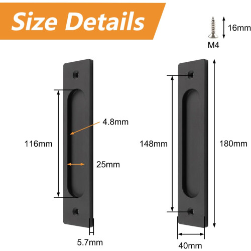 Flush Pull Handle For Cabinets Wardrobes, Smooth Surfaces Invisible Design Solid Carbon Steel, Easy Install Heavy Duty For Kitchen Bathroom Area (Set 1