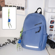 (Blue Strap Pendant) Crossbody Bag Men's Single Shoulder Small Backpack Chest Bag Women's Cycling Sports Mountain Climbing Boys Tablet Lightweight Mo