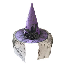 Halloween-Partyhut, Hexenhut mit aufwendigem Design und-Lila