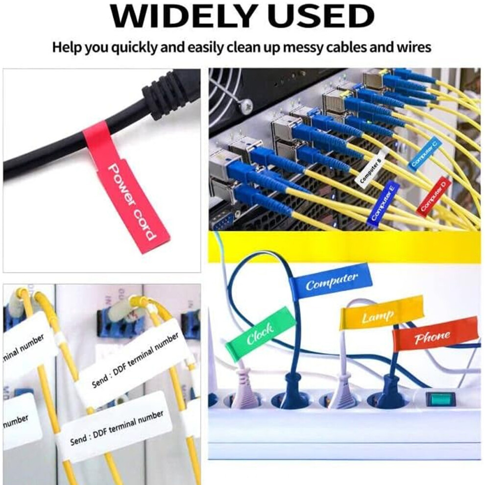 Self Adhesive Cable Labels, Waterproof Tear Resistant Colorful Cord Identification, Durable Oil Proof Tags For Home Office Cable Management (14 9169997126245