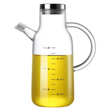 Dispenser di olio con scala trasparente, base in silicone antiscivolo che garantisce stabilità, vetro borosilicato resistente al calore per una