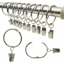 Functional Curtain Hangers, Curtain Rings with Clips for Easy Installation, Strong Tension Clip, Premium Metal Finished, Suitable for Curtains