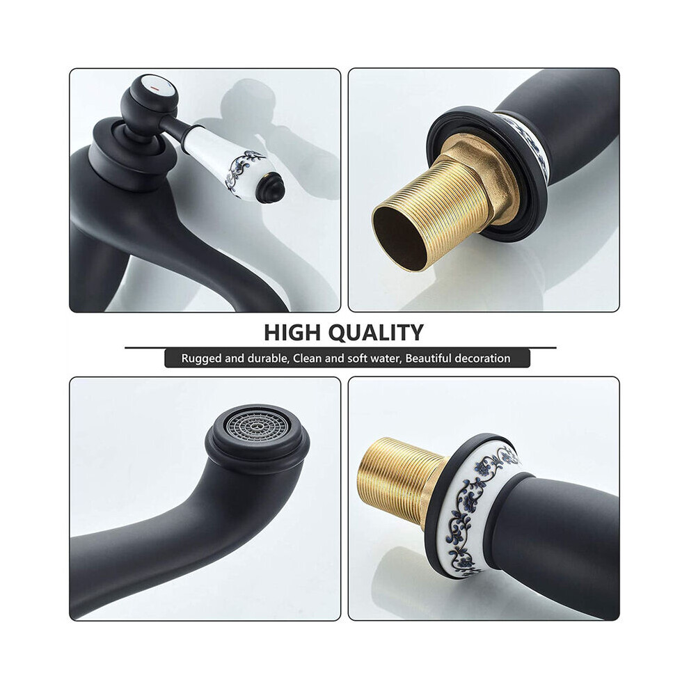 Antique Brass Faucet, Bathroom Basin Faucet With Matte Black Finish, High-Quality Brass Ensuring Durability And Style For Kitchen And Bathroom, Easy 9169997126498