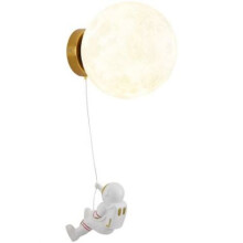 Vägglampa i modern design, astronaut, mjölkvit skärm för vardagsrum och sovrum med trefärgad dimning