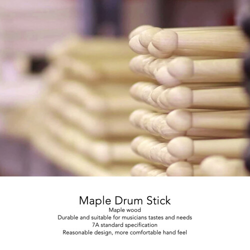 12 Pairs Maple 7A Drum Sticks for Beginners, Rock, Student Percussion 2