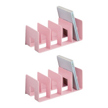 Lot de 2 serre-livres de bureau, serre-livres en acrylique-Rose