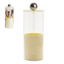 Organisateur de pinceaux de maquillage blanc laiteux avec couvercle, 23,5 x 8,5 cm